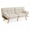 Sofa rozkładana z tkaniny lniano-bawełnianej 200cm beżowa