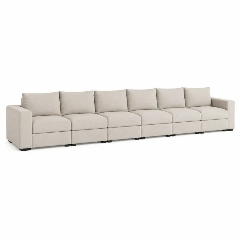 Sofa modułowa z poliestru beżowa 6-osobowa