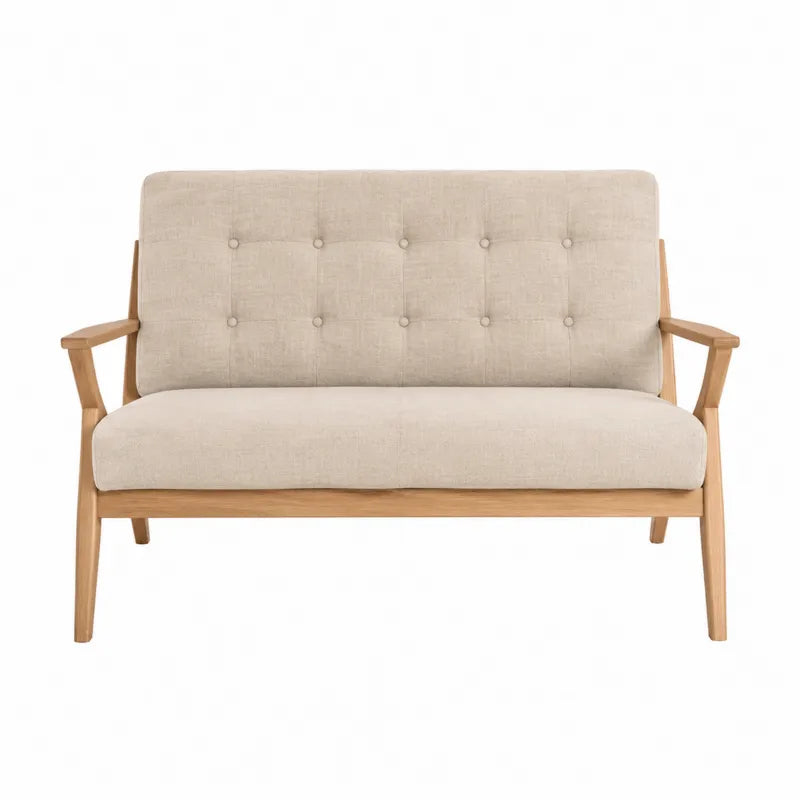 Dwuosobowa sofa bukowa z obiciem poliestrowym 130cm