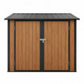 Domek ogrodowy stalowy drewnopodobny 213x130x173 cm brązowy/czarny