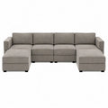 Modułowa sofa narożna z tkaniny poliestrowej szara 5-osobowa