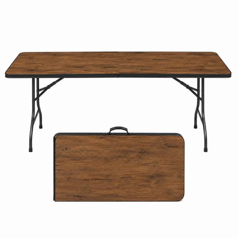 Składany stół ogrodowy prostokątny drewno/metal 180x74x74 cm brązowy