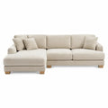 Sofa narożna z tkaniny poliestrowej beżowa 250x150x85 cm