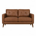 Dwuosobowa sofa ze skóry ekologicznej, brązowa, 150 cm