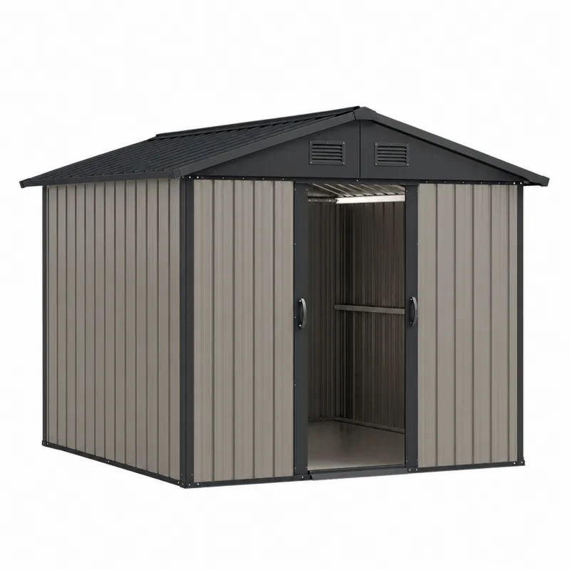 Metalowa szopa ogrodowa 213x127x185 cm szaro-czarna