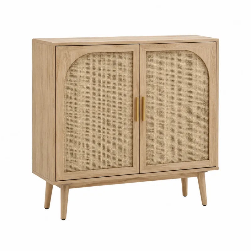 Kredens drewniany z rattanowymi drzwiami 100 cm