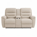 Sofa dwuosobowa relaksacyjna z uchwytami na kubki, beżowa