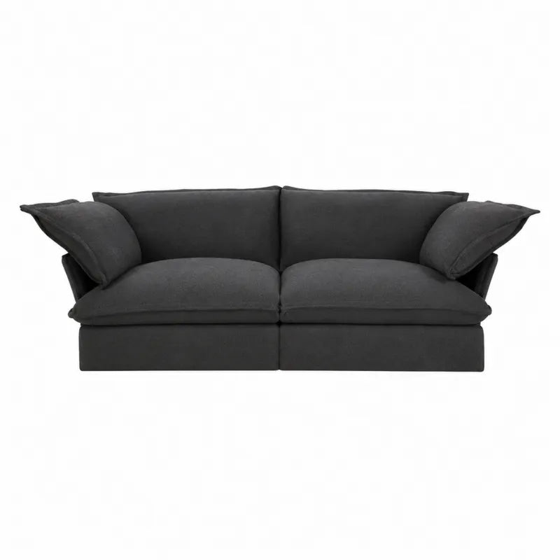 Sofa antracytowa z tkaniny poliestrowej 220x100x85 cm