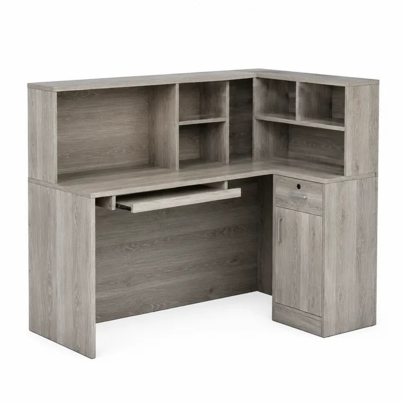 Biurko narożne z płyty laminowanej 150x120x75 cm szare